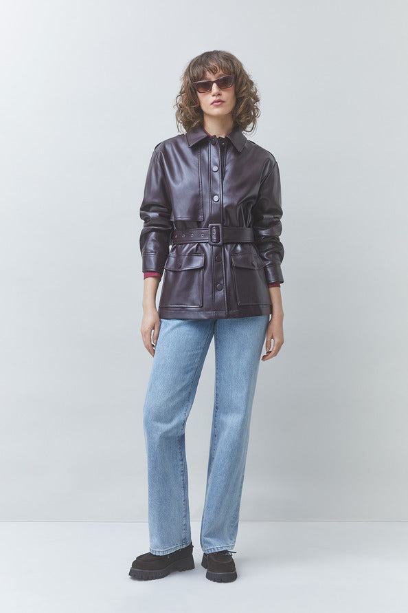 SUNCOO — Veste ceinturée DANCE bordeaux — vue 1