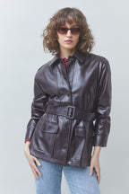 SUNCOO — Veste ceinturée DANCE bordeaux — vue 2