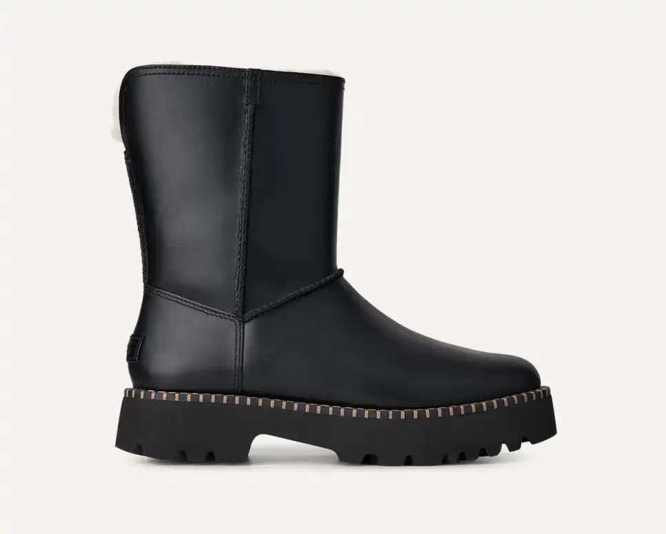 UGG Botte Uptowner Short en cuir Noir — vue 1