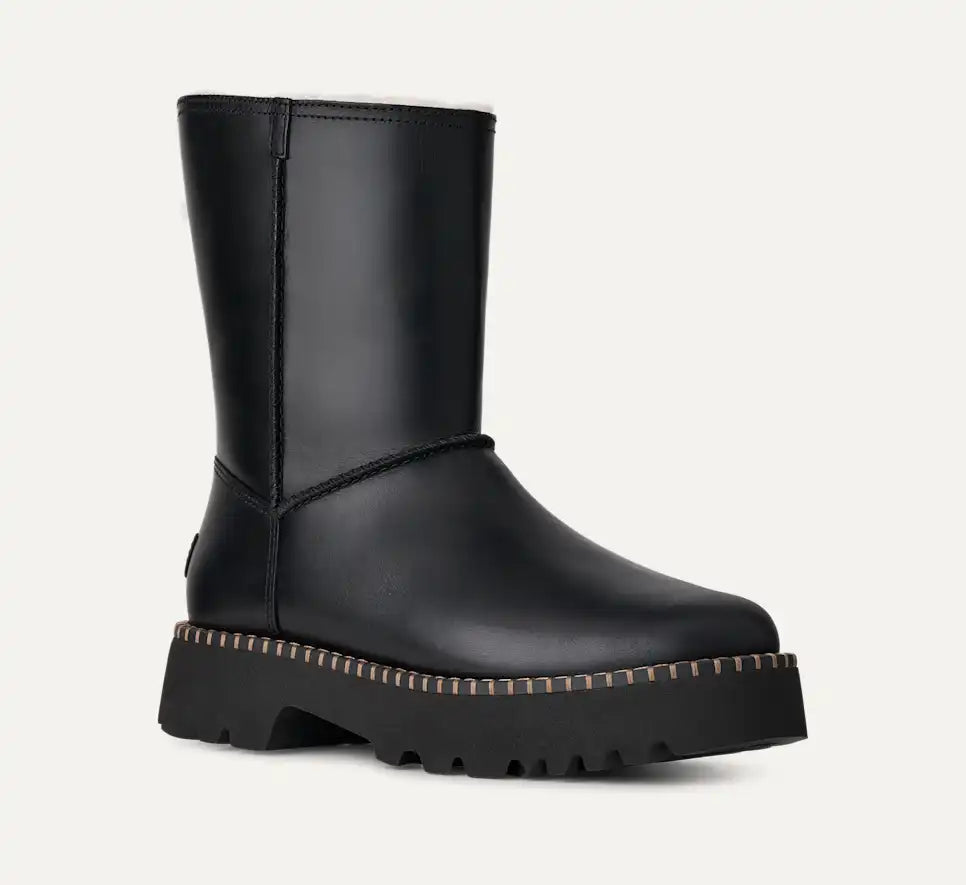 UGG Botte Uptowner Short en cuir Noir — vue 2