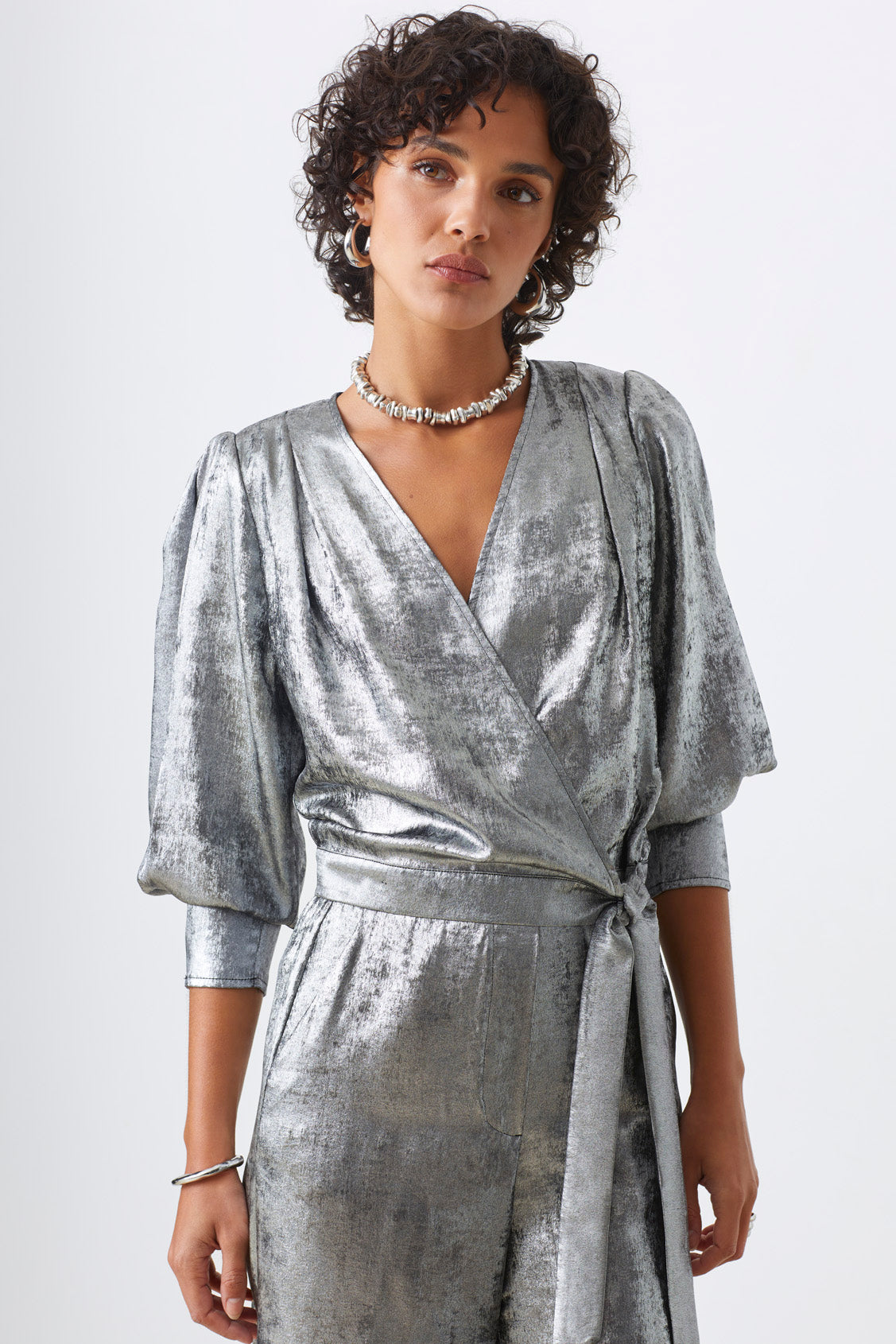 BLOUSE CACHE-COEUR METALLISEE - LEYLA