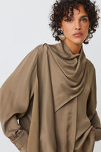 BLOUSE SATINEE COL DRAPE - LINO