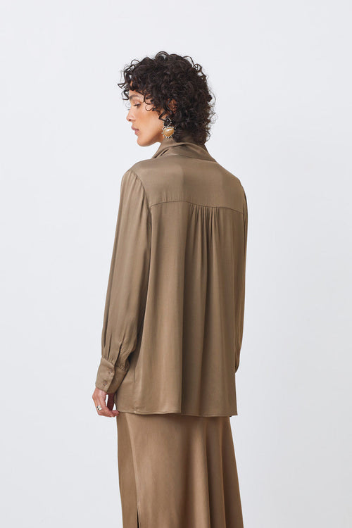 BLOUSE SATINEE COL DRAPE - LINO