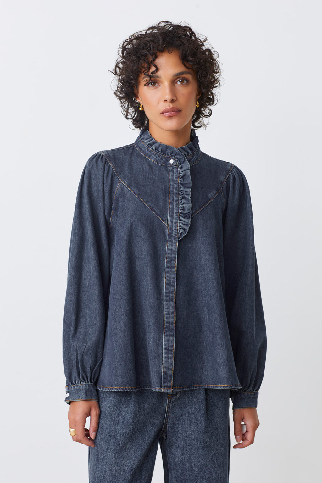 CHEMISE JEAN COL MAO - LIVELY