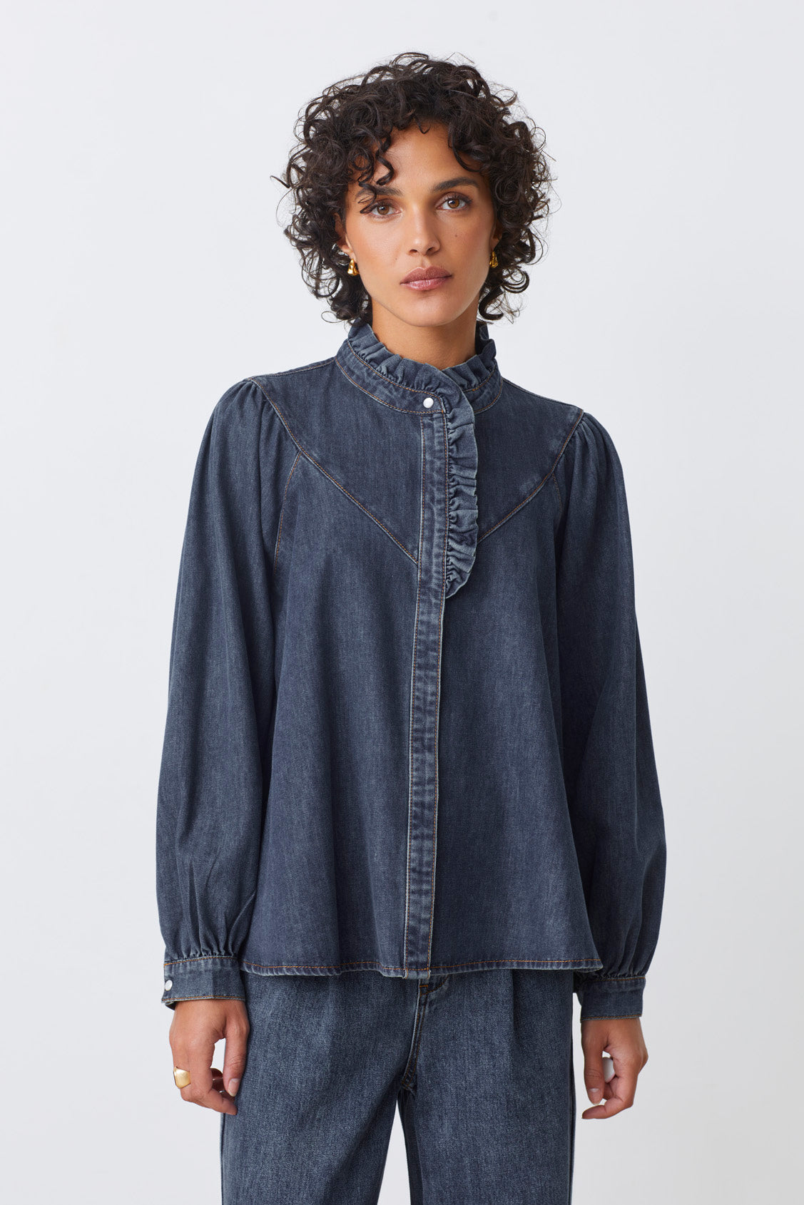 CHEMISE JEAN COL MAO - LIVELY