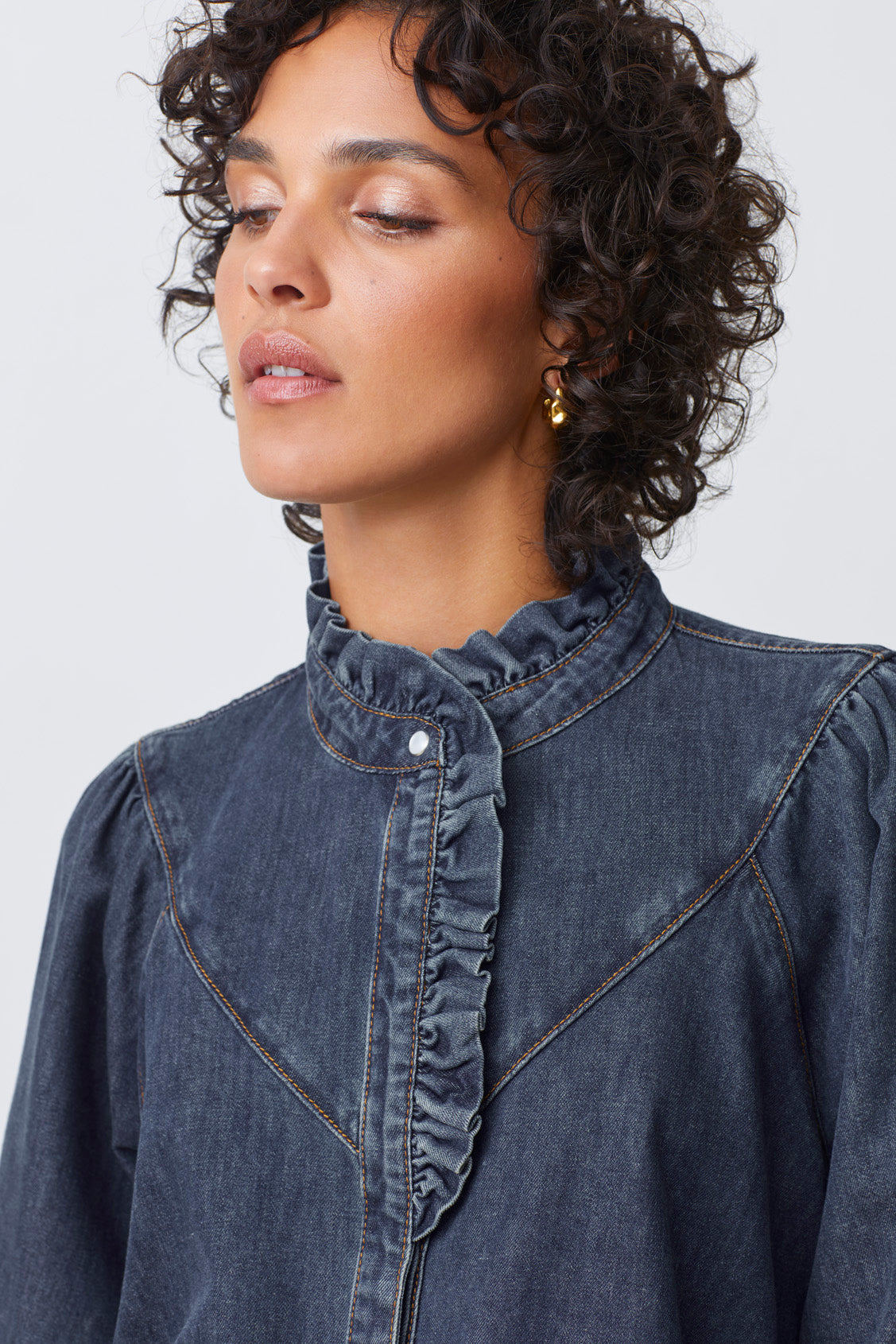 CHEMISE JEAN COL MAO - LIVELY