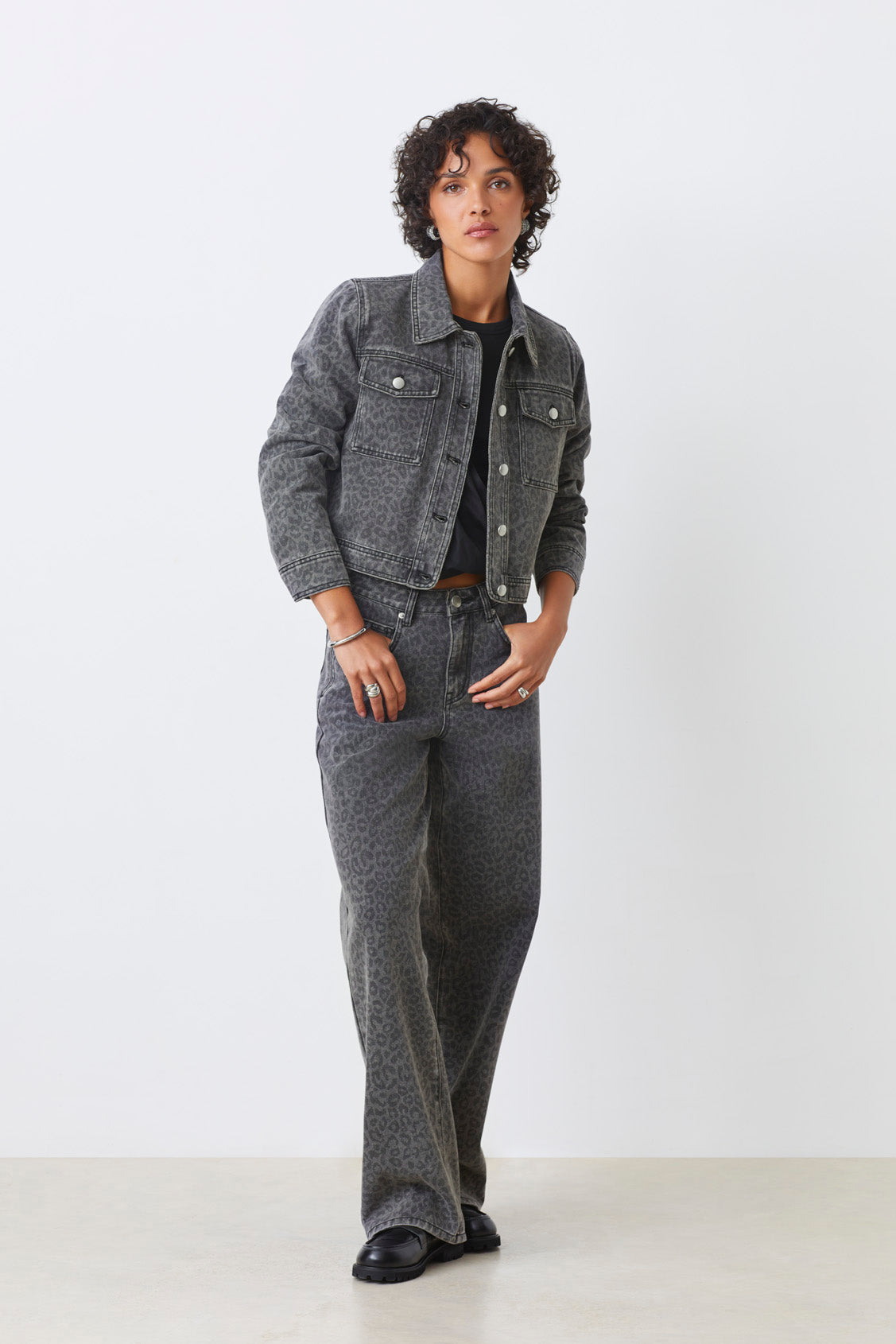 VESTE JEAN CROP LEOPARD - DJACK