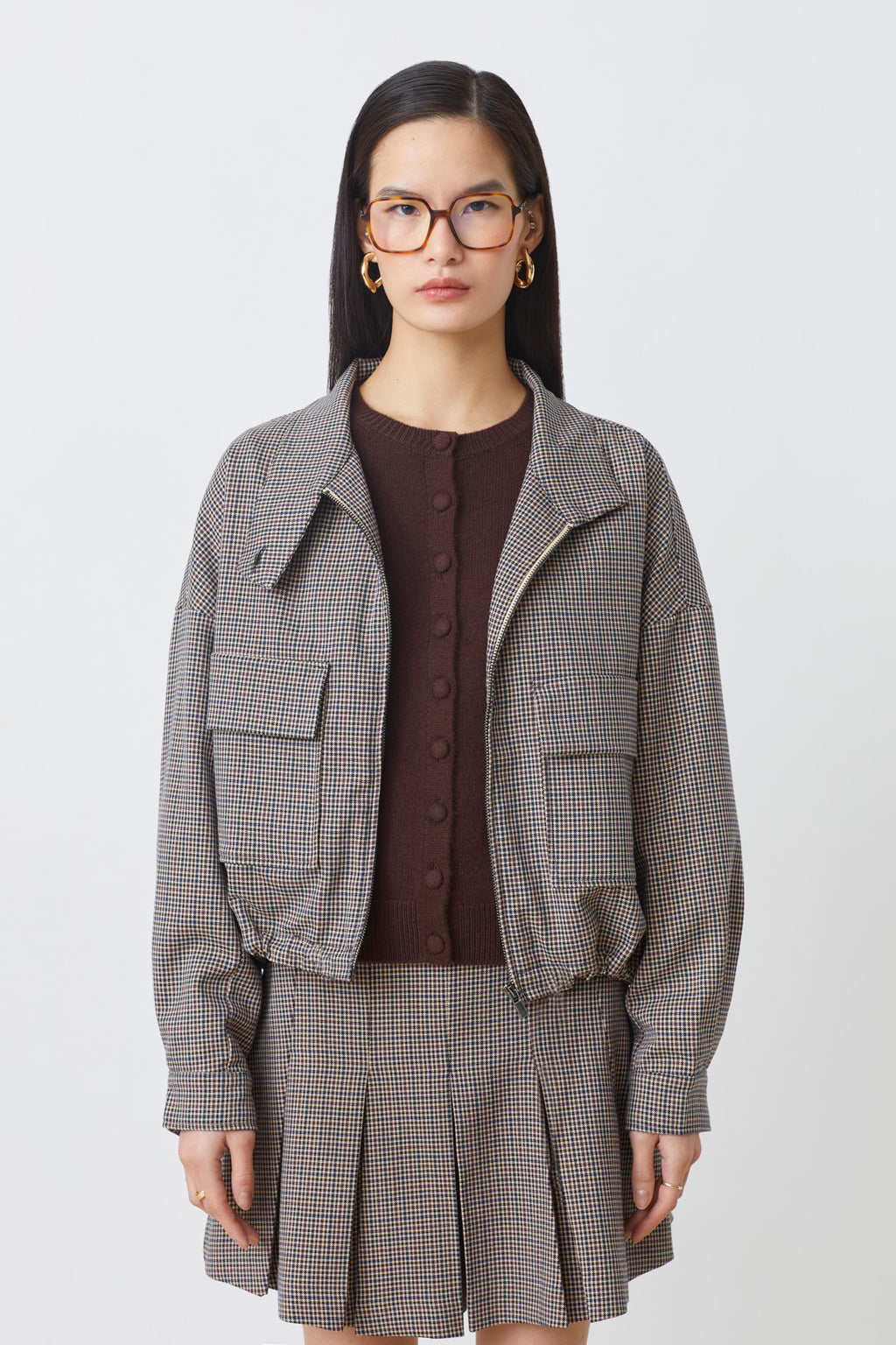 VESTE CROP A CARREAUX - DARIO