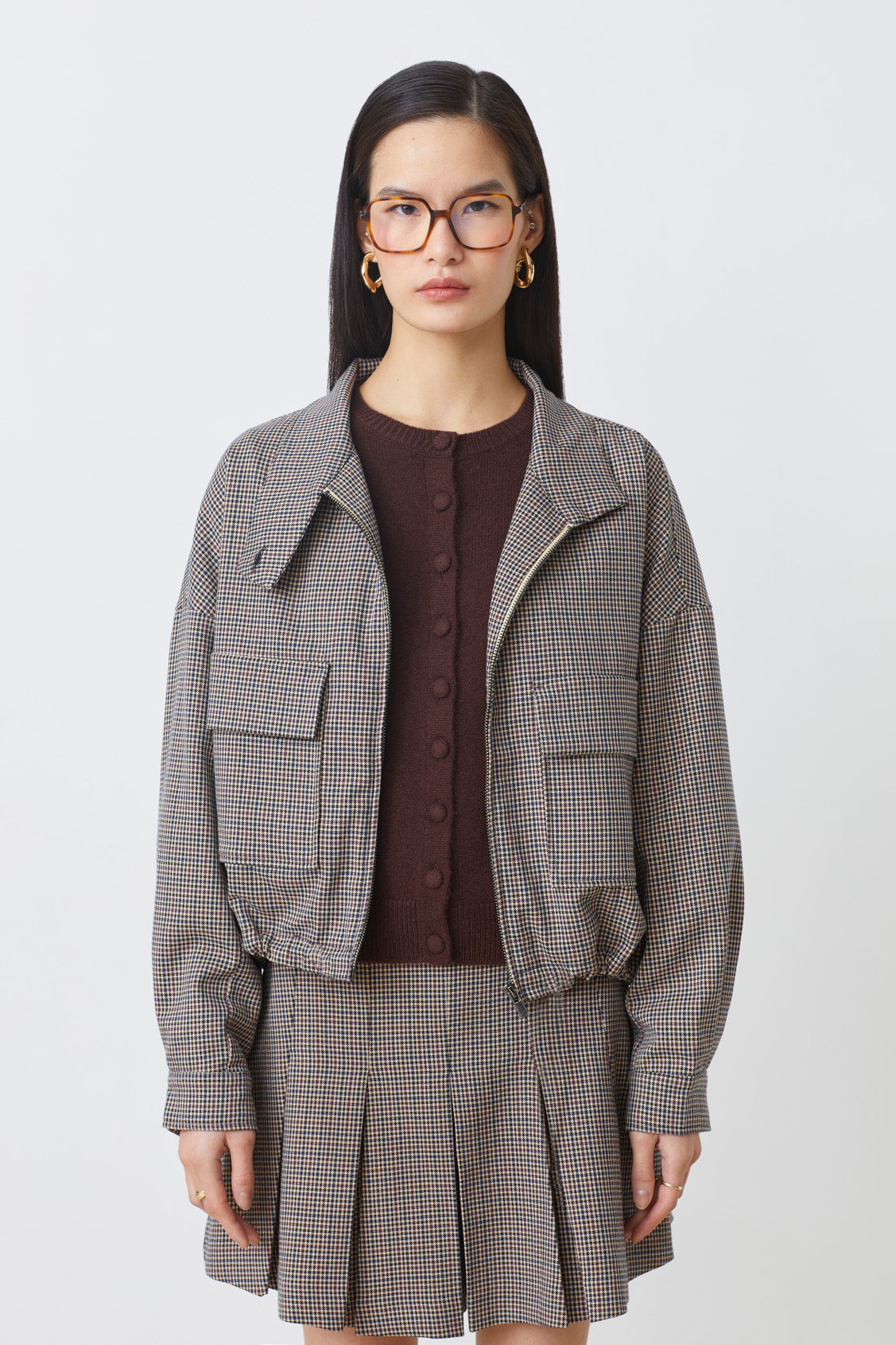 VESTE CROP A CARREAUX - DARIO