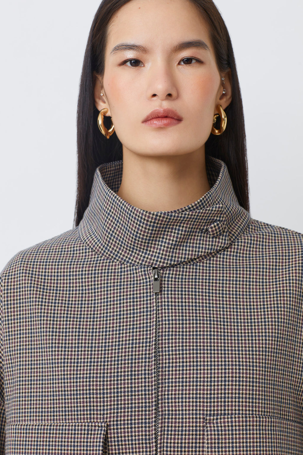 VESTE CROP A CARREAUX - DARIO