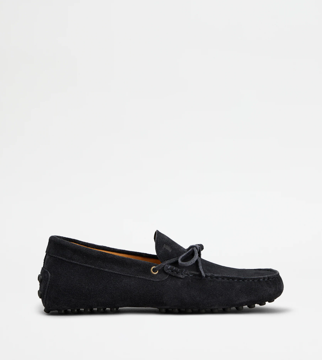 Mocassin Gommino lacet cuir velours
